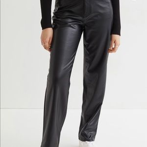 H&M faux leather ankle high waist trouser